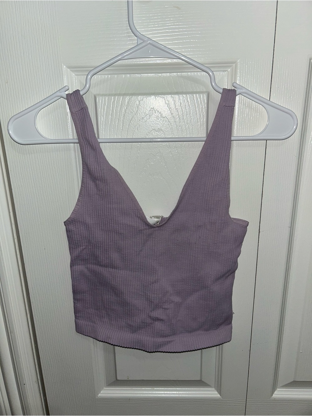 Nikibiki Lavender Ribbed V-Neck Crop Tank